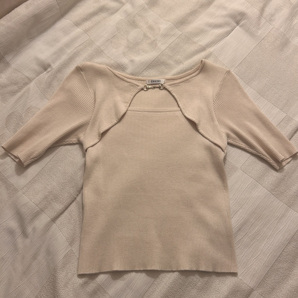 INGNI Beige Top with chain detail